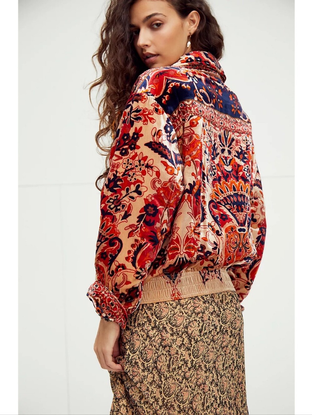 Free People Bailey Velvet Moto Jacket‎ Black Motif Women's Size Large